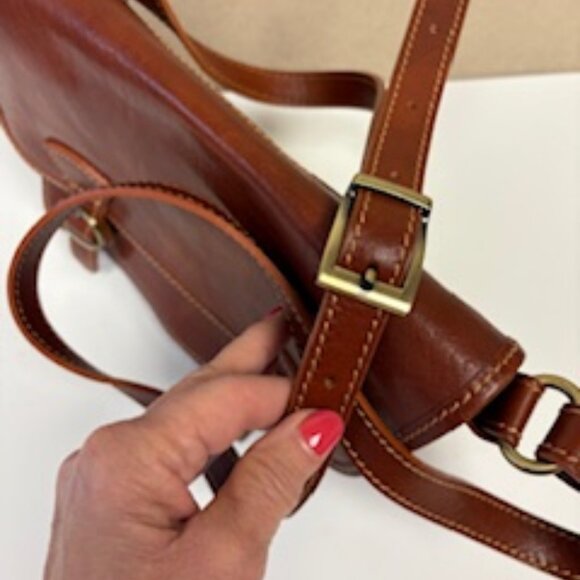 DIVINA FIRENZE Lola Leather Crossbody Bag Brown - Picture 5 of 8